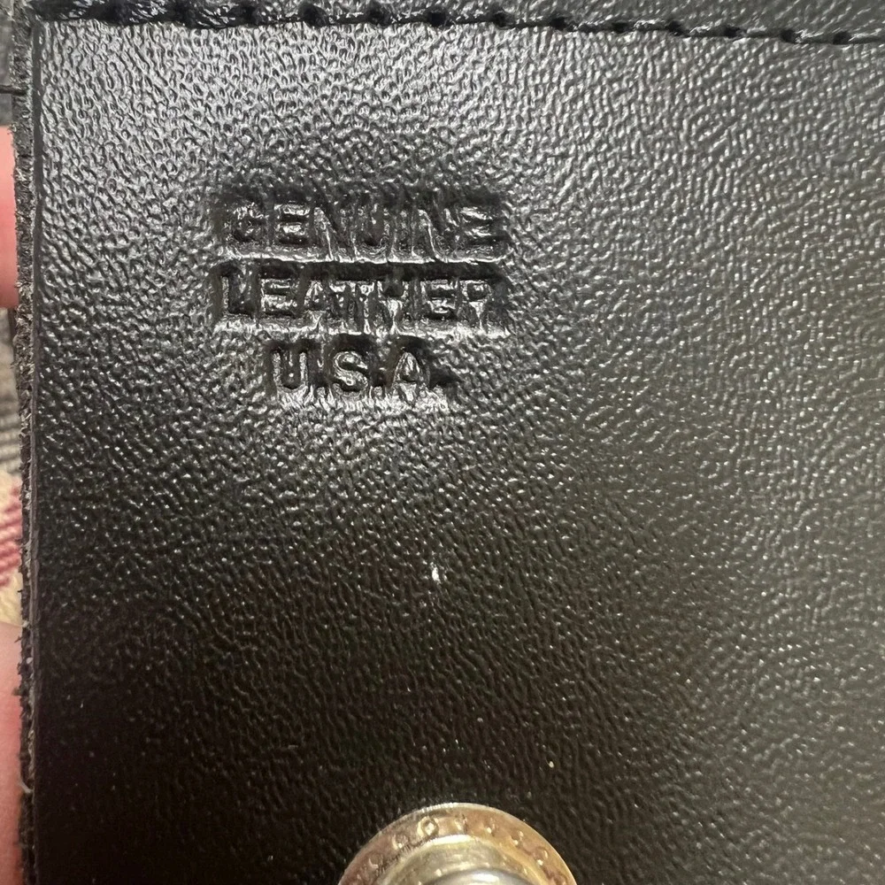 Mens Black Leather Biker Wallet Motorcycle Embossed Tri Fold Snap‎ Closure USA
